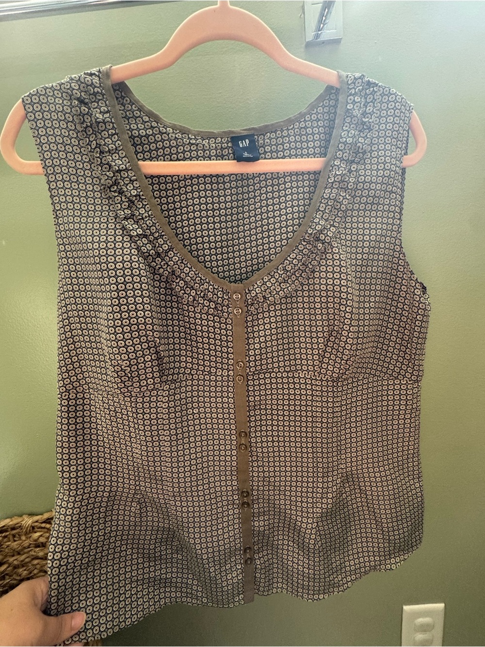 GAP Olive Green Printed Button-Front Camisole
